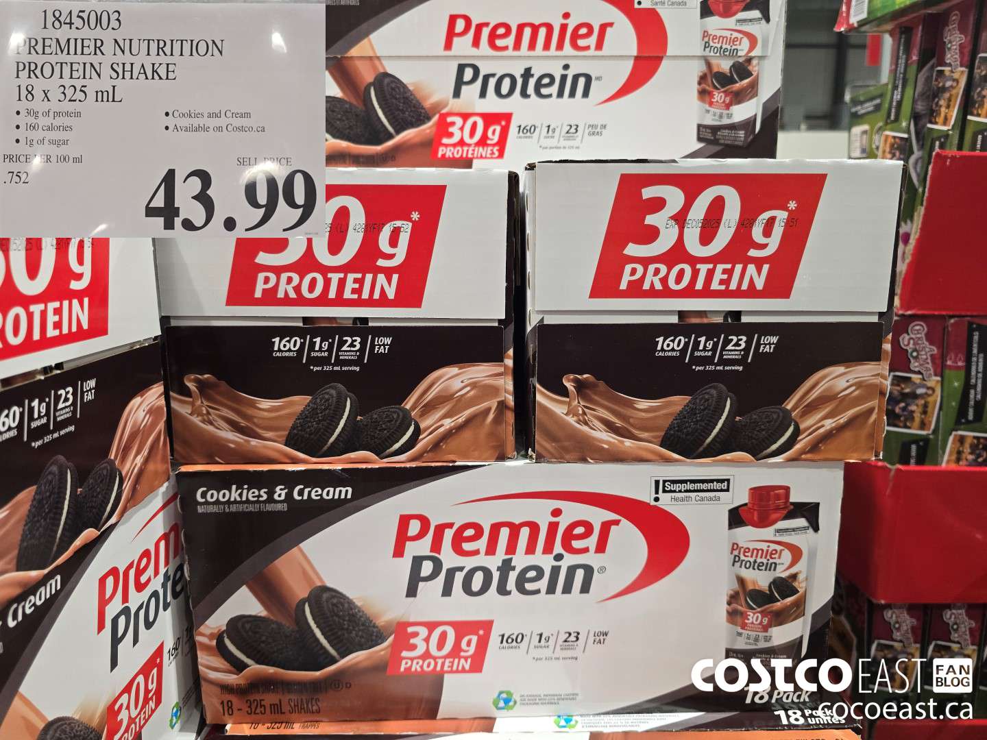 1845003 PREMIER NUTRITION PROTEIN SHAKE 18 x 325 mL $43.99