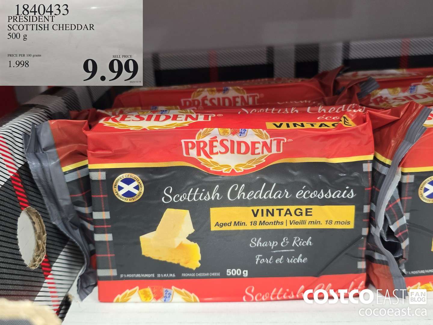 1840433 PRESIDENT SCOTTISH CHEDDAR 500 G $9.99