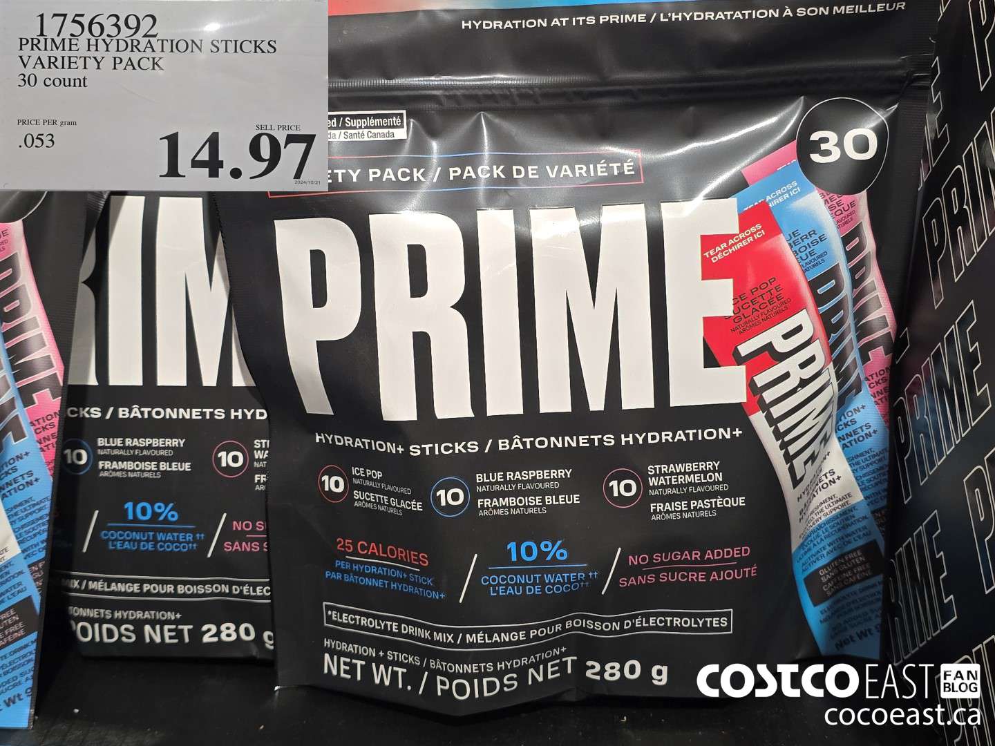 1756392 PRIME HYDRATION STICKS VARIETY PACK 30 count $14.97