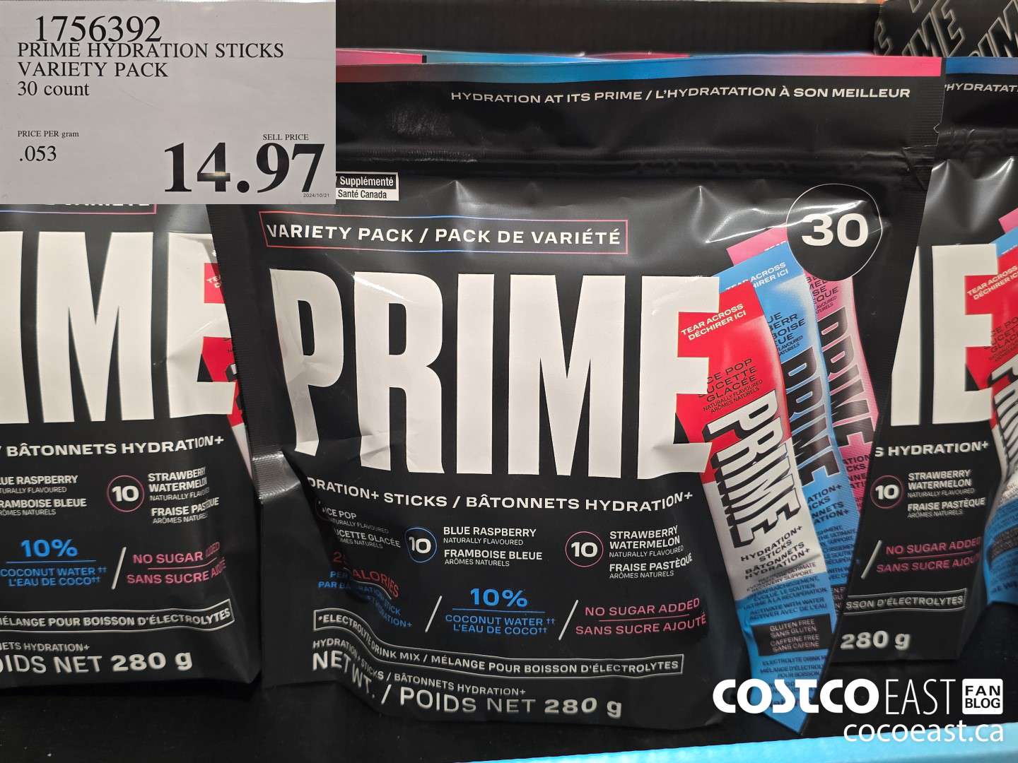 1756392 PRIME HYDRATION STICKS VARIETY PACK 30 count $14.97