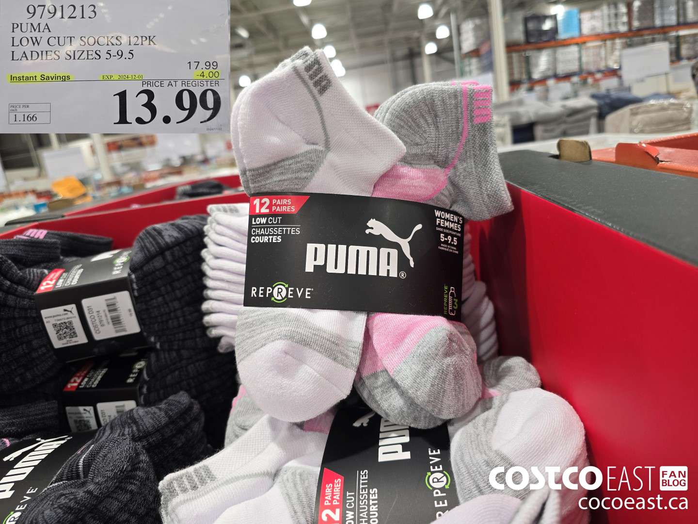 9791213 PUMA LOW CUT SOCKS 12PK LADIES SIZES 5-9.5 ($4.00 INSTANT SAVINGS EXPIRES ON 2024-12-01) $13.99