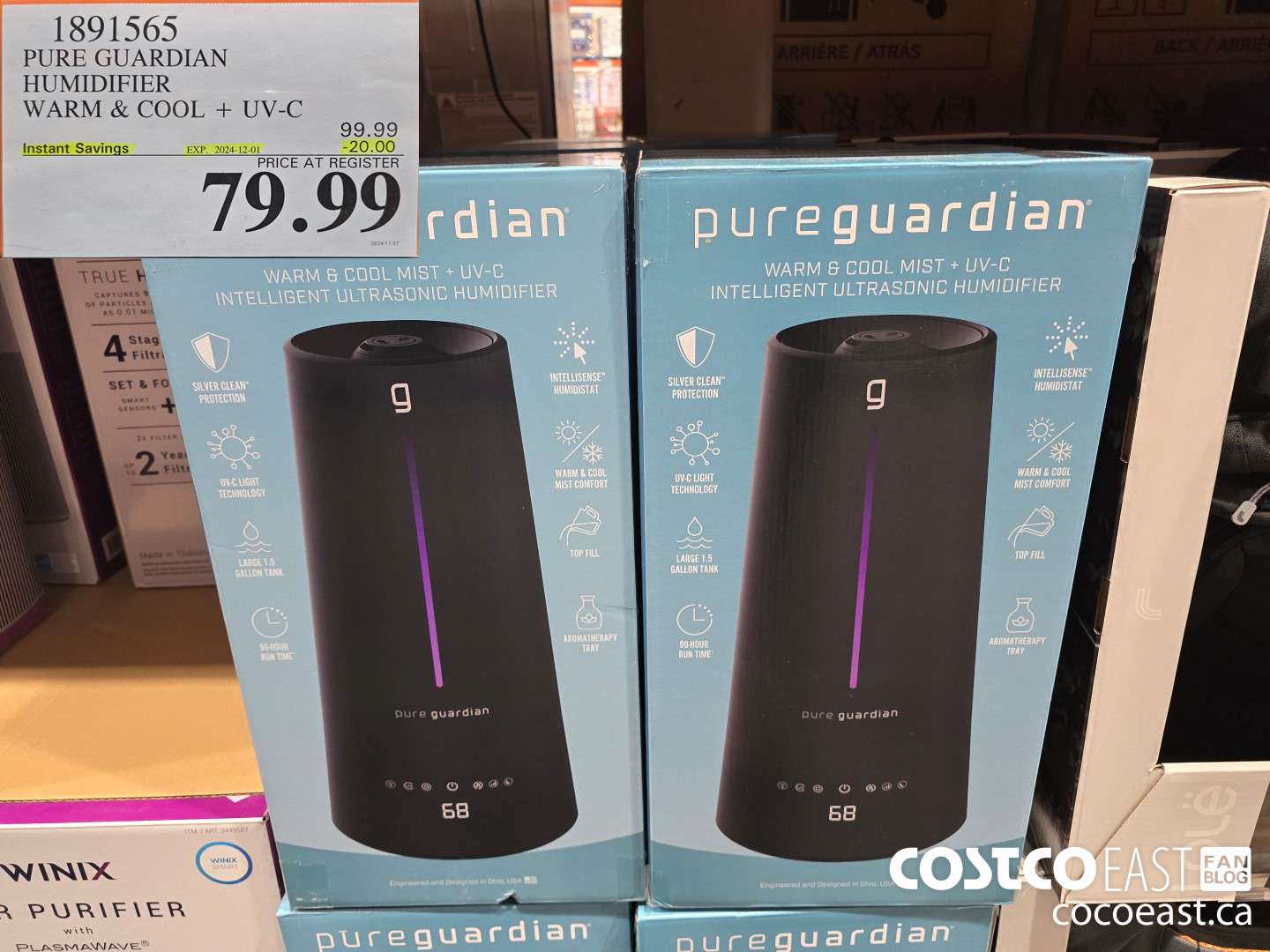 1891565 PUREGUARDIAN HUMIDIFIER WARM & COOL + UV-C ($20.00 INSTANT SAVINGS EXPIRES ON 2024-12-01) $79.99