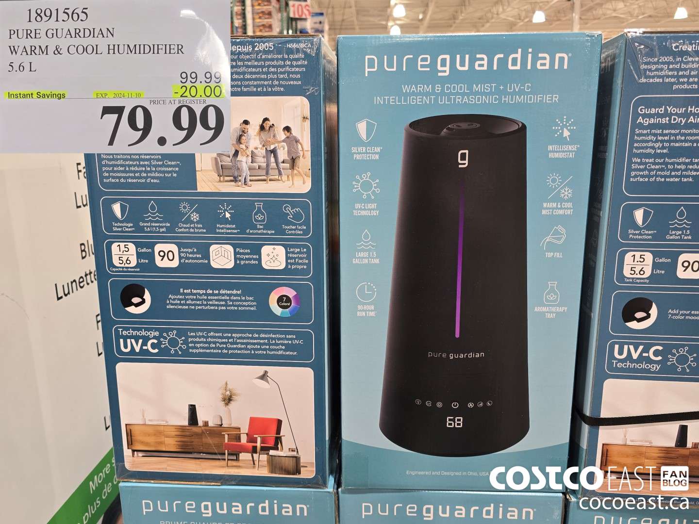 1891565 PUREGUARDIAN WARM & COOL HUMIDIFIER 5.6L ($20.00 INSTANT SAVINGS EXPIRES ON 2024-11-10) $79.99
