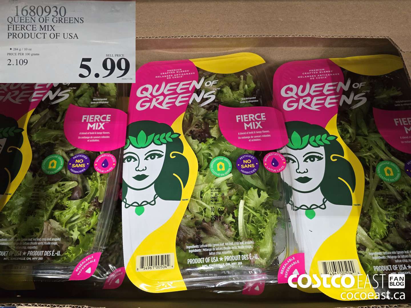 1680930 QUEEN OF GREENS FIERCE MIX PRODUCT OF USA $5.99