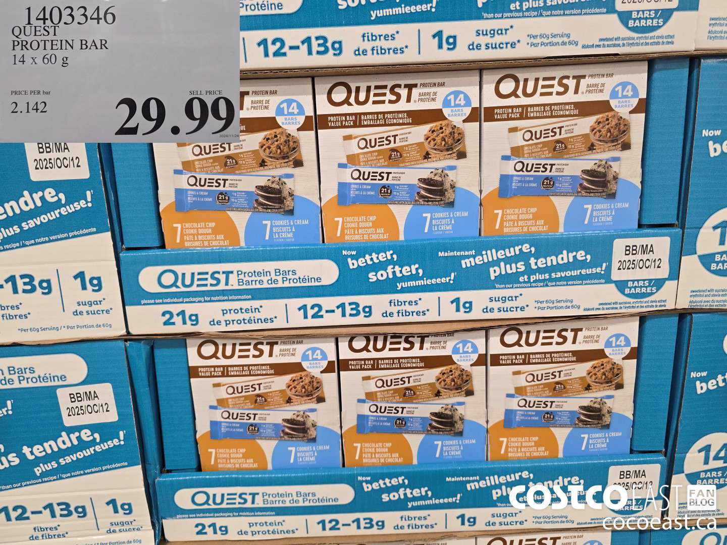 1403346 QUEST PROTEIN BARS 14 X 60 G $29.99