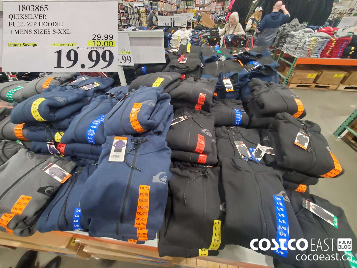 1803865 QUIKSILVER FULL ZIP HOODIE MENS SIZES S-XXL ($10.00 INSTANT SAVINGS EXPIRES ON 2024-11-24) $19.99