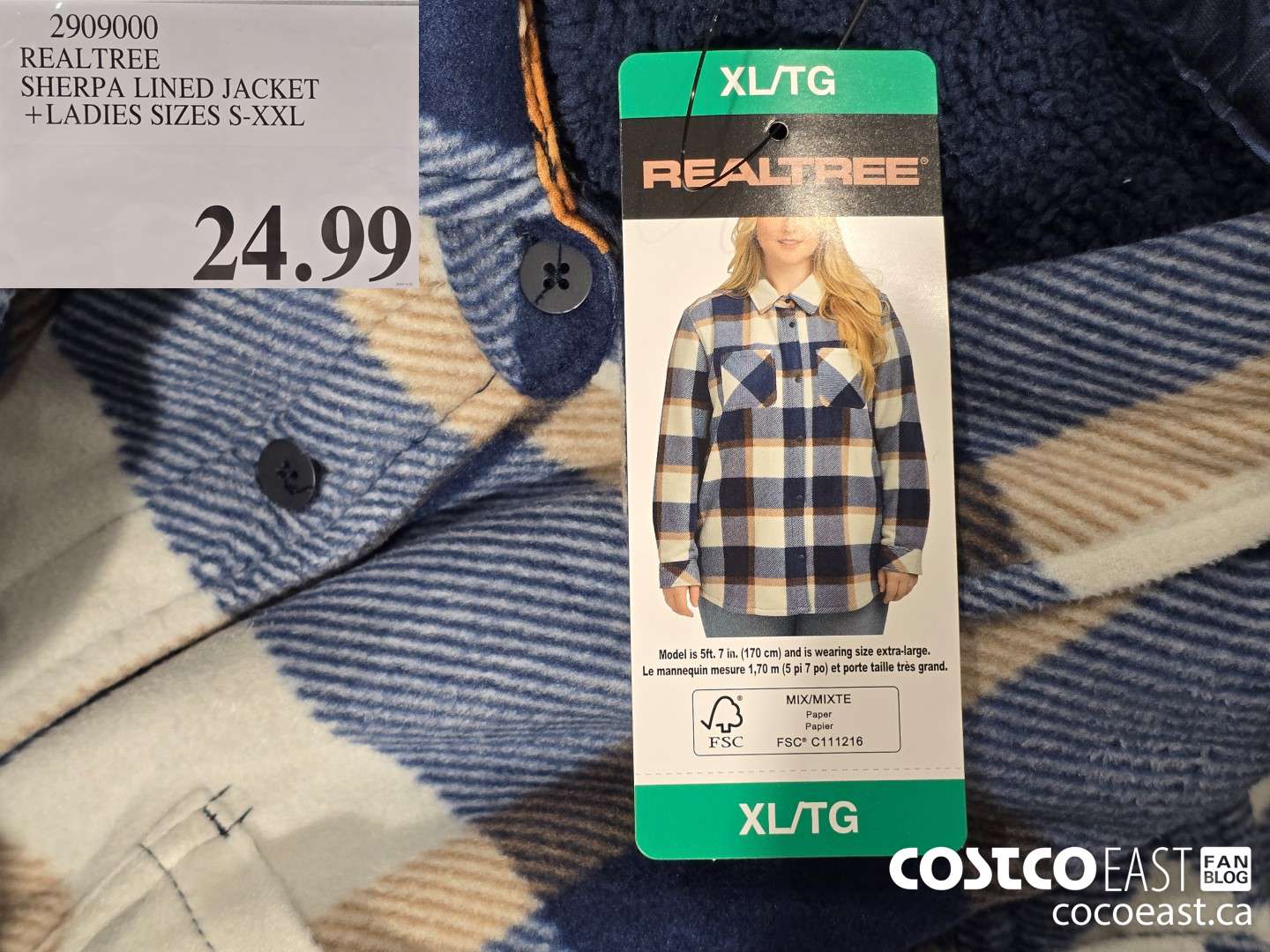 2909000 REALTREE SHERPA LINED JACKET + LADIES SIZES S-XXL $24.99