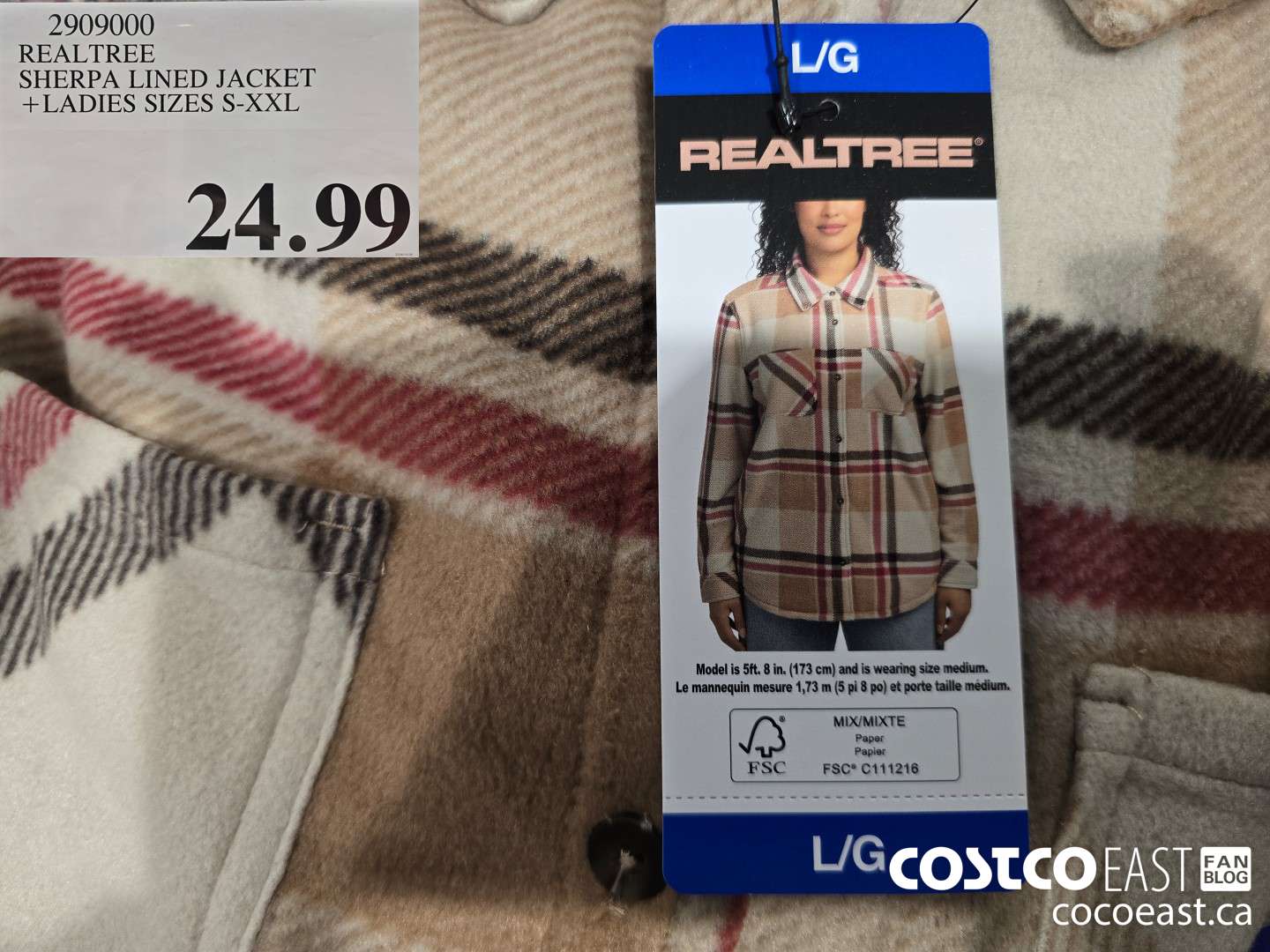 2909000 REALTREE SHERPA LINED JACKET + LADIES SIZES S-XXL $24.99