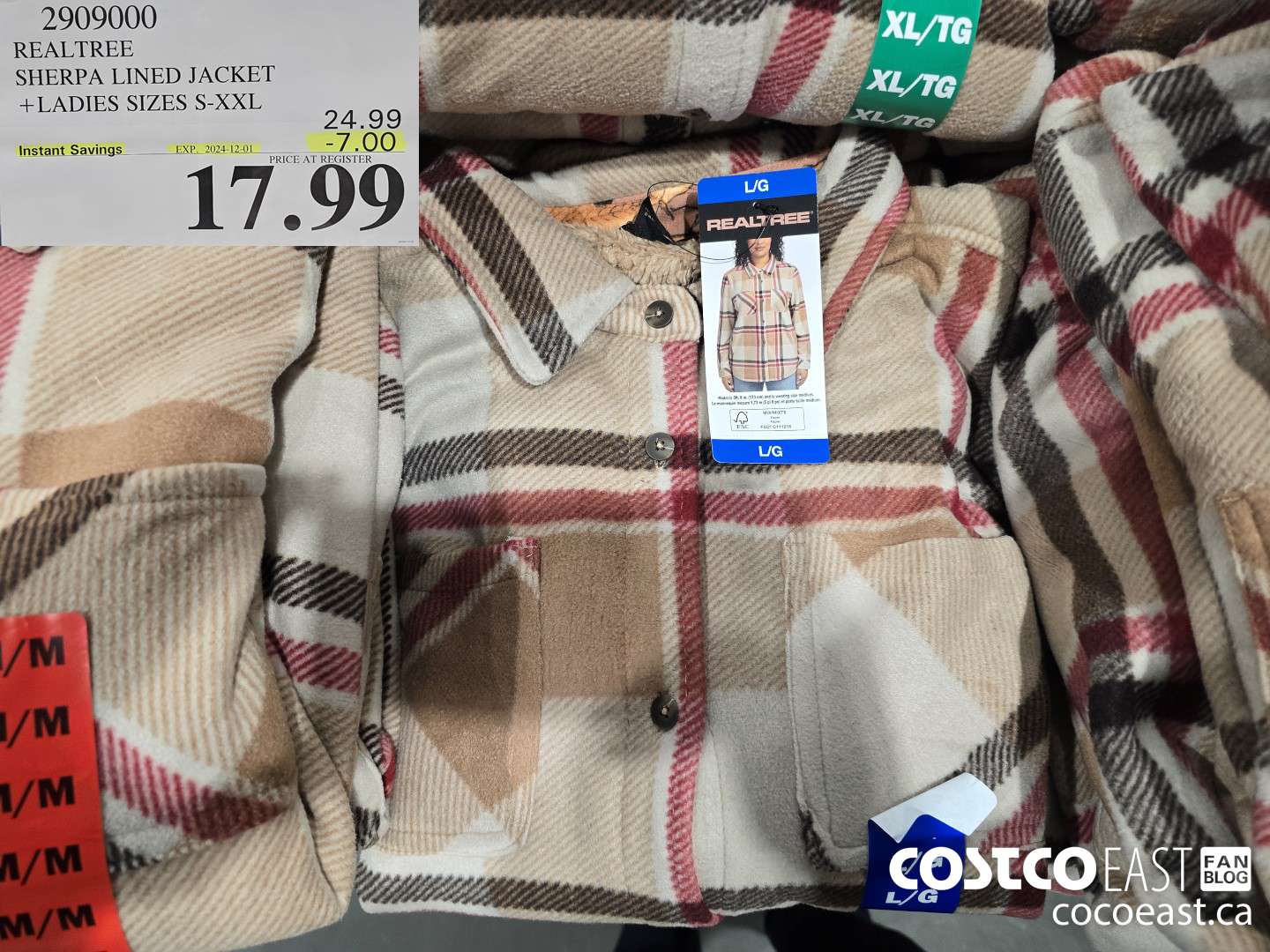 2909000 REALTREE SHERPA LINED JACKET + LADIES SIZES S-XXL ($7.00 INSTANT SAVINGS EXPIRES ON 2024-12-01) $17.99