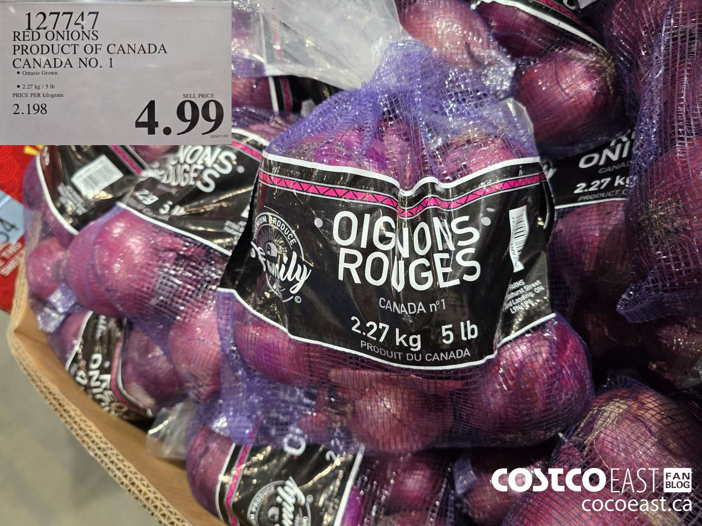 127747 RED ONIONS PRODUCT OF CANADA CANADA NO.1 $4.99