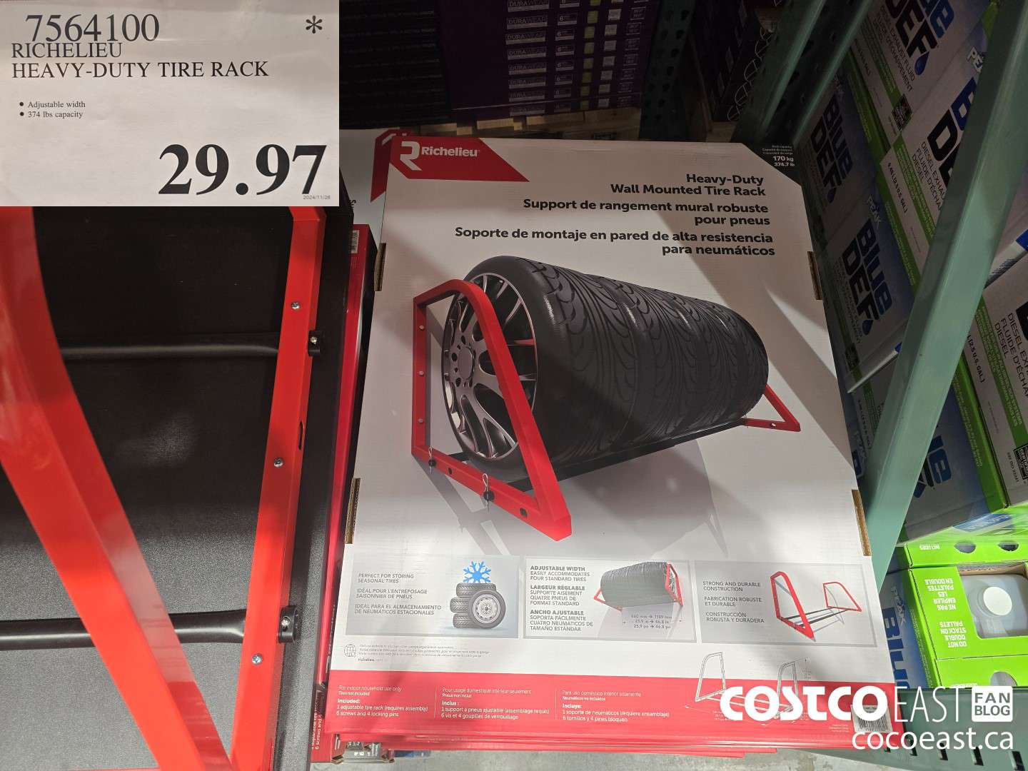 7564100 RICHELIEU HEAVY-DUTY TIRE RACK $29.97