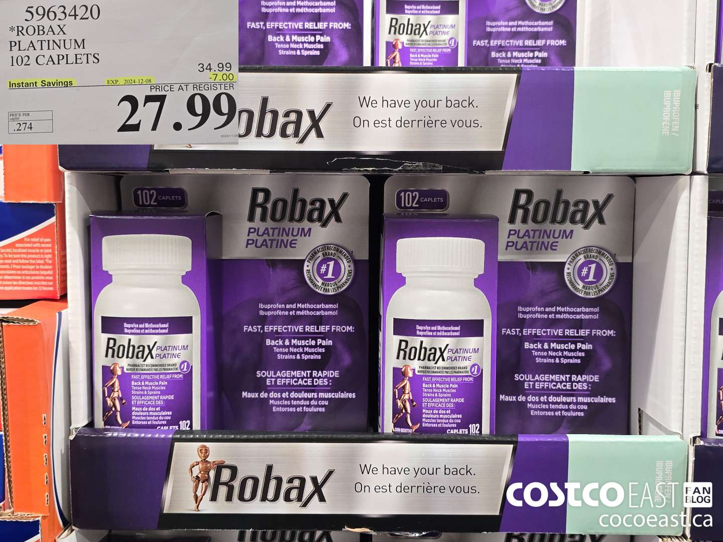 5963420 ROBAX PLATINUM 102 CAPLETS ($7.00 INSTANT SAVINGS EXPIRES ON 2024-12-08) $27.99