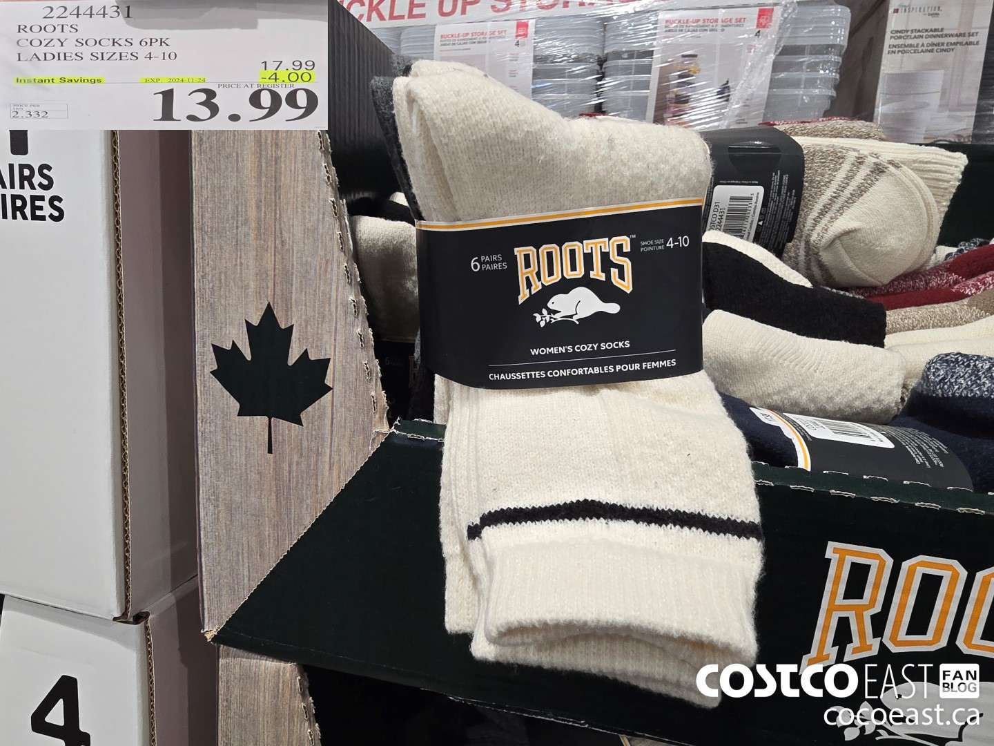 2244431 ROOTS COZY SOCKS 6PK LADIES SIZES 4-10 ($4.00 INSTANT SAVINGS EXPIRES ON 2024-11-24) $13.99