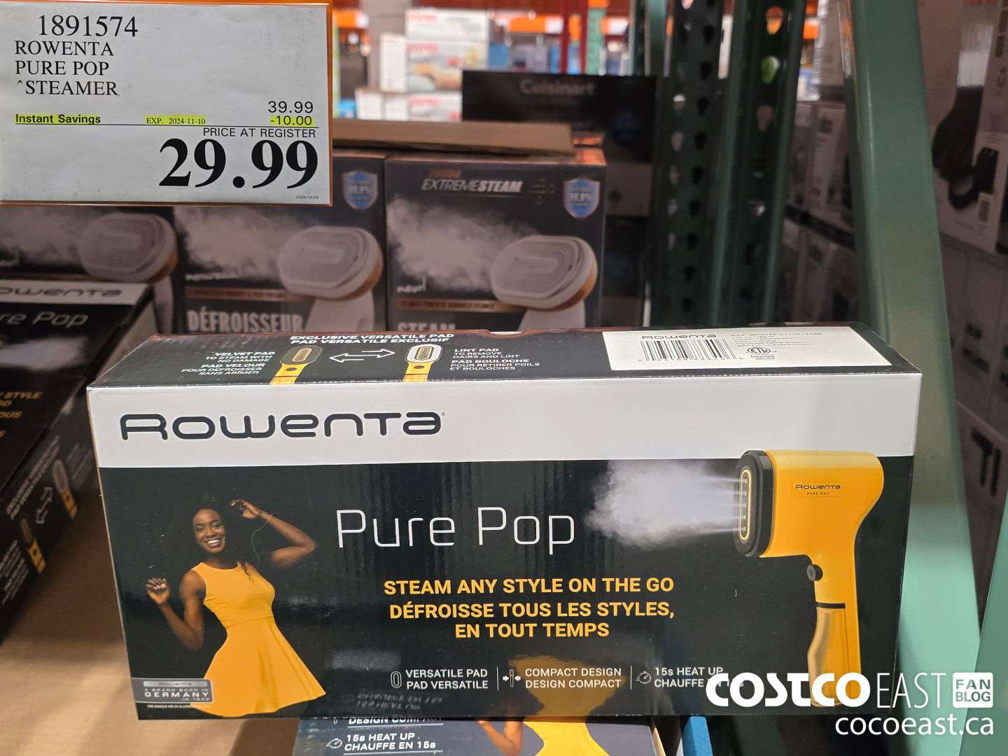 1891574 ROWENTA PURE POP STEAMER ($10.00 INSTANT SAVINGS EXPIRES ON 2024-11-10) $29.99