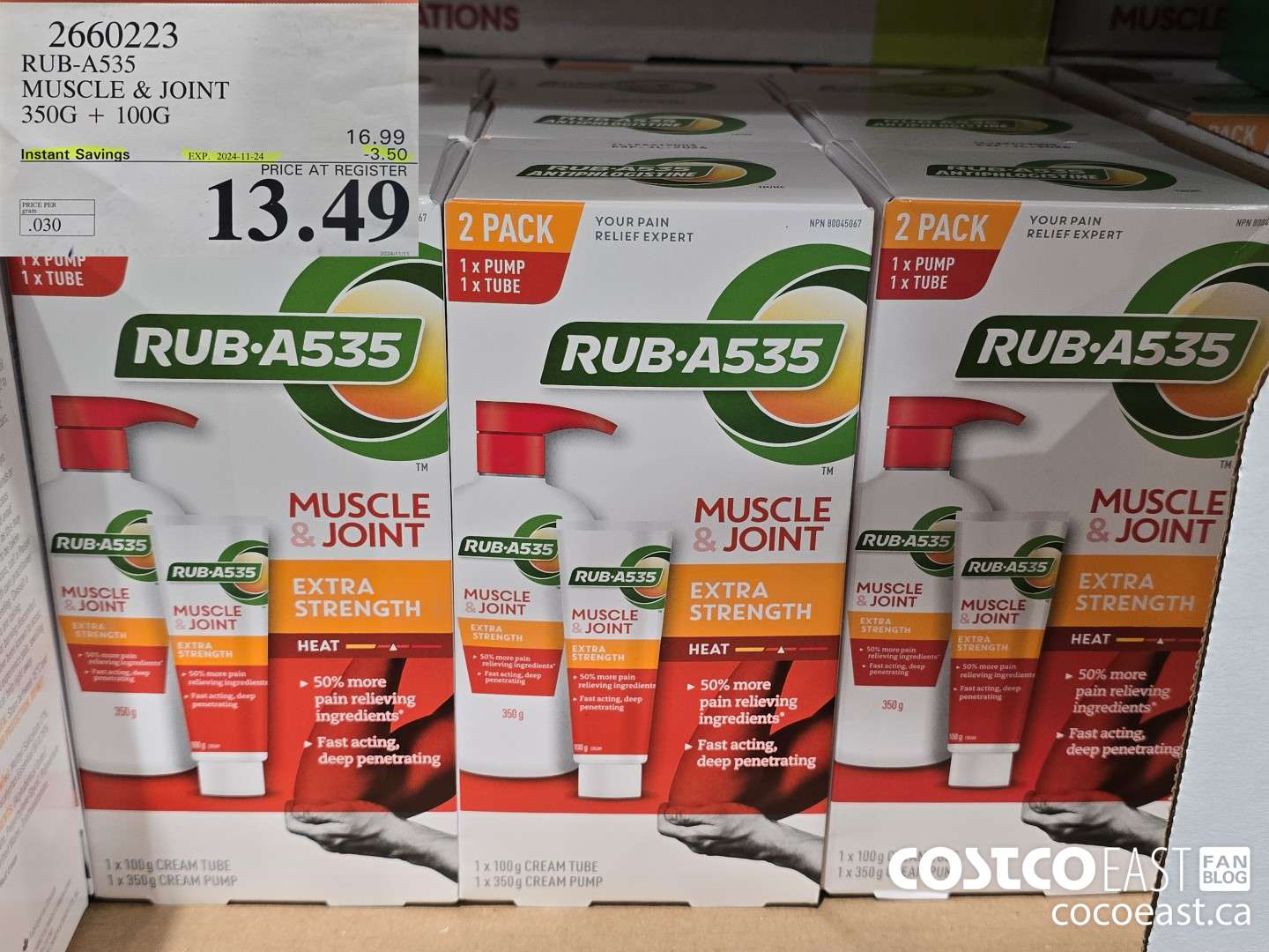 2660223 RUB-A535 MUSCLE & JOINT 350G + 100G ($3.50 INSTANT SAVINGS EXPIRES ON 2024-11-24) $13.49