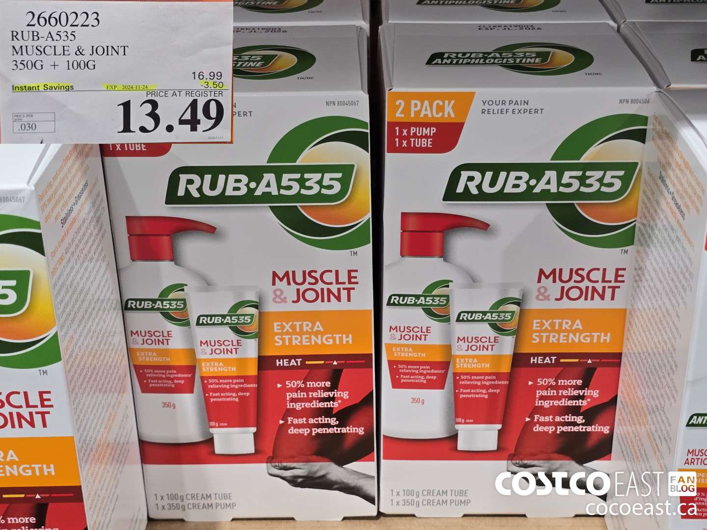 2660223 RUB-A535 MUSCLE & JOINT 350G + 100G ($3.50 INSTANT SAVINGS EXPIRES ON 2024-11-24) $13.49