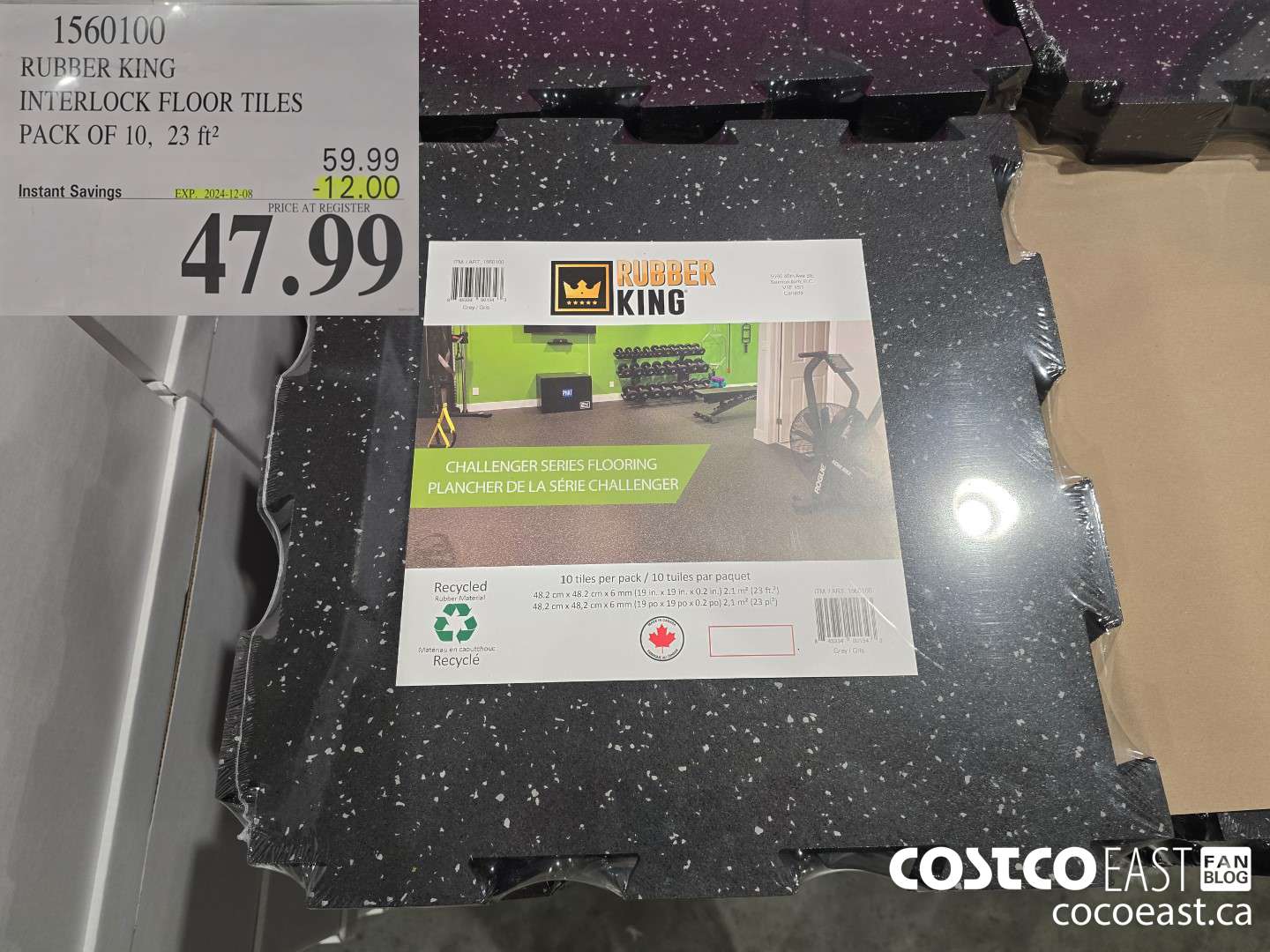 1560100 RUBBER KING INTERLOCK FLOOR TILES PACK OF 10, 23 ft2 20024-12-08 ($12.00 INSTANT SAVINGS) $47.99