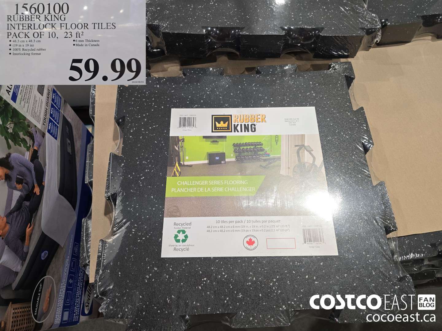 1560100 RUBBER KING INTERLOCK FLOOR TILES PACK OF 10, 23 ft2 $59.99