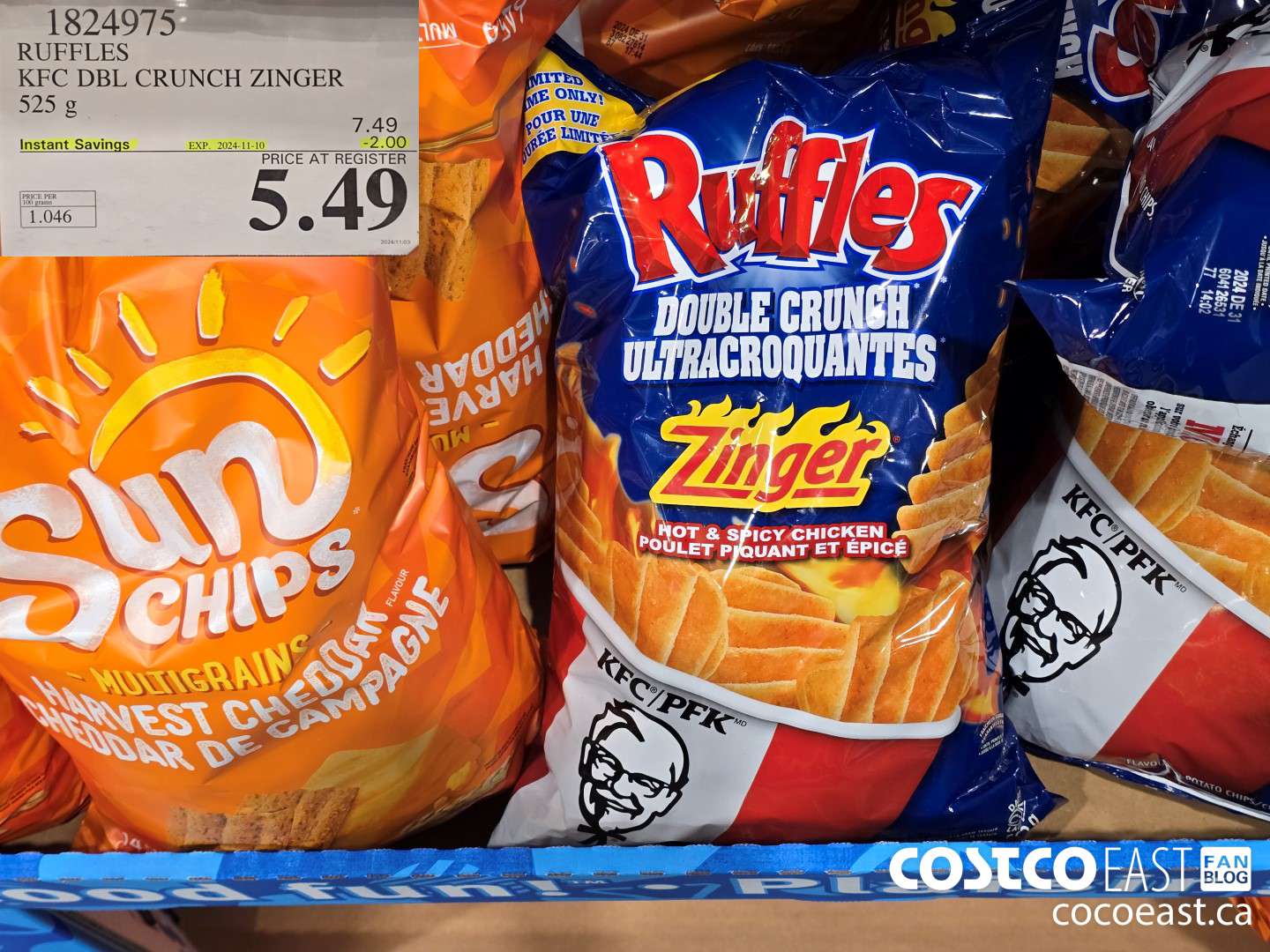 1824975 RUFFLES KFC DBL CRUNCH ZINGER 525 G ($2.00 INSTANT SAVINGS EXPIRES ON 2024-11-10) $5.49