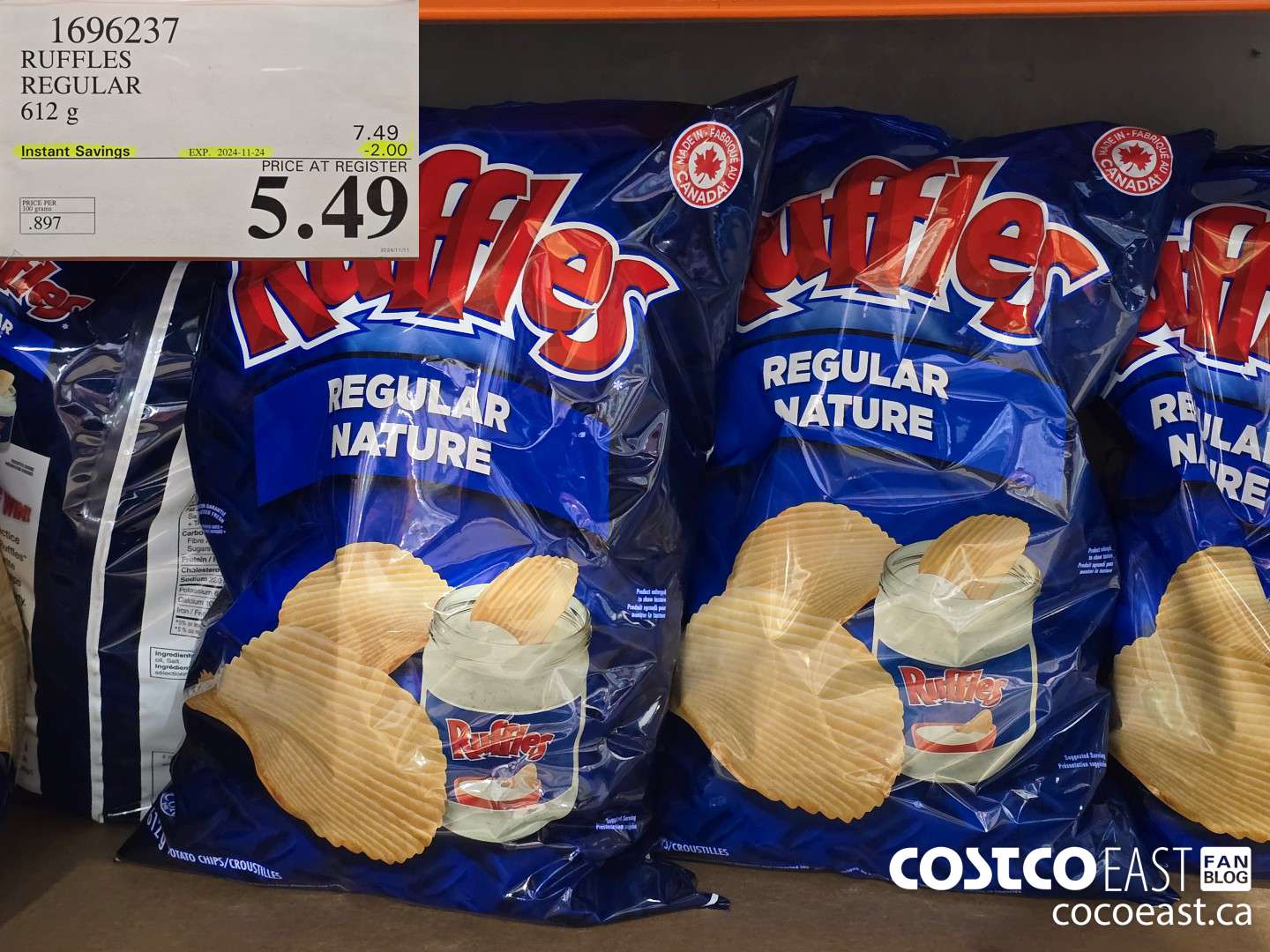 1696237 RUFFLES REGULAR 612 G ($2.00 INSTANT SAVINGS EXPIRES ON 2024-11-24) $5.49