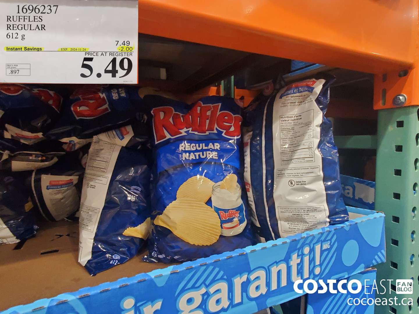 1696237 RUFFLES REGULAR 612 G ($2.00 INSTANT SAVINGS EXPIRES ON 2024-11-24) $5.49