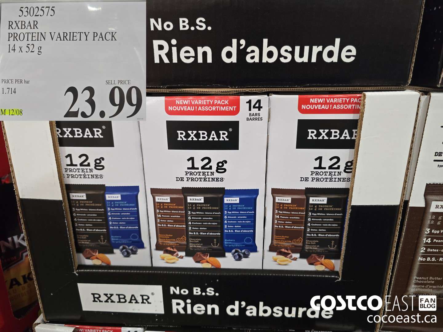 5302575 RXBAR PROTEIN VARIETY PACK 14 x 52 G $23.99