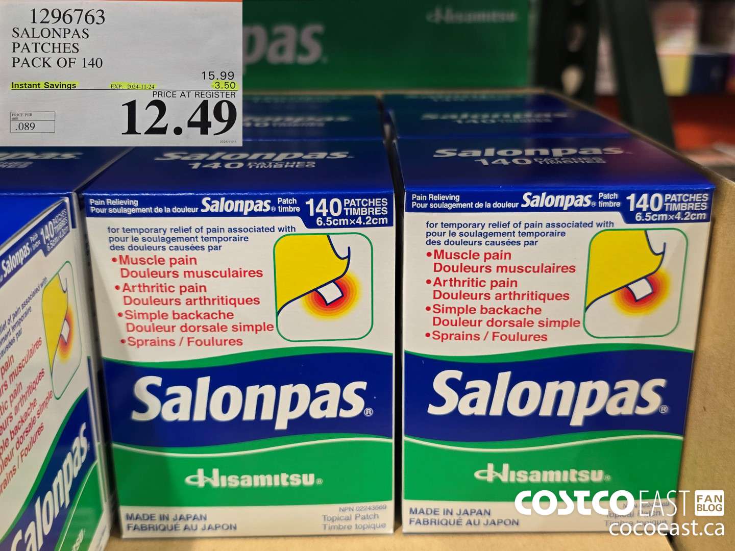 1296763 SALONPAS PATCHES PACK OF 140 ($3.50 INSTANT SAVINGS EXPIRES ON 2024-11-24) $12.49