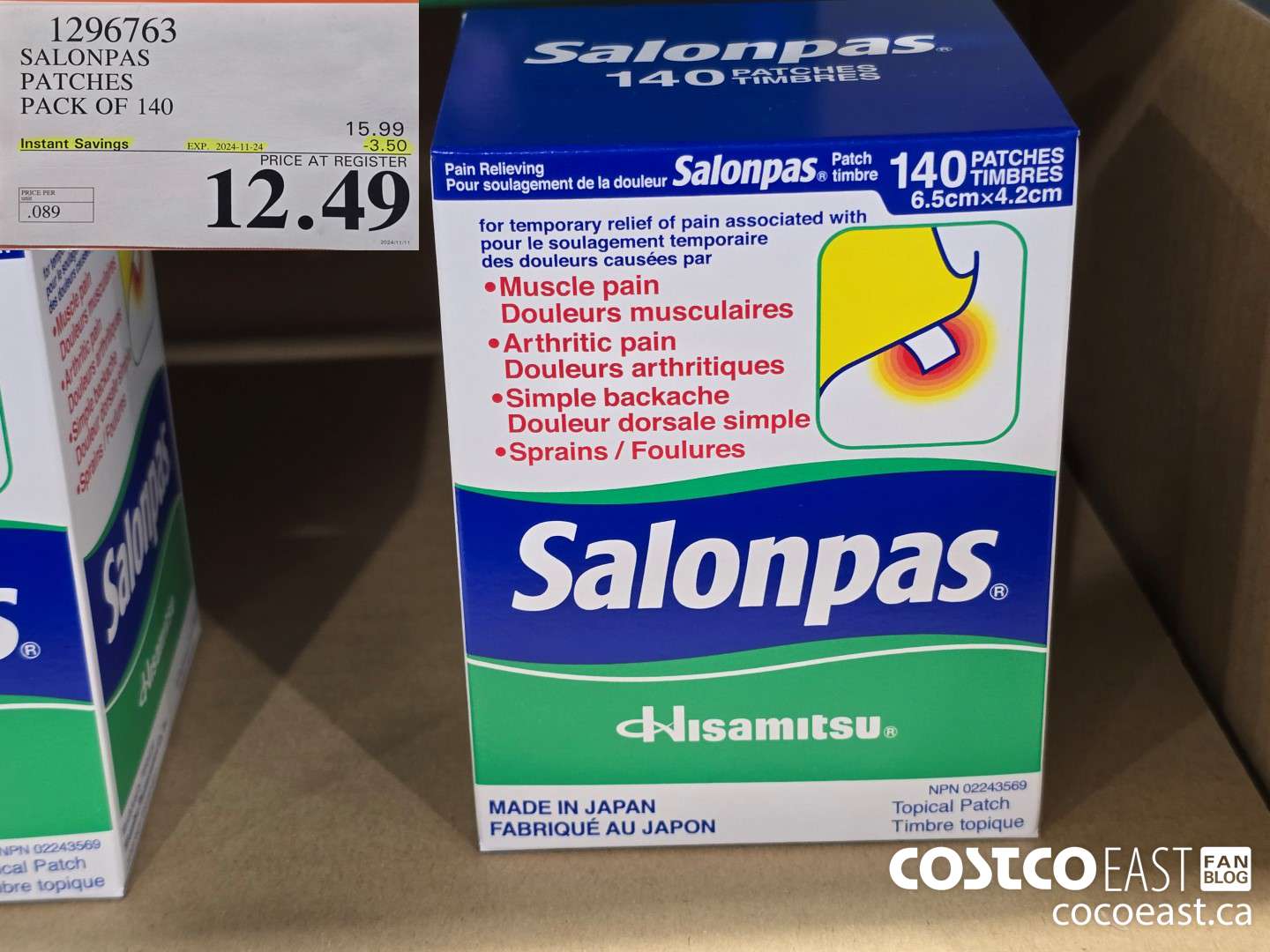 1296763 SALONPAS PATCHES PACK OF 140 ($3.50 INSTANT SAVINGS EXPIRES ON 2024-11-24) $12.49