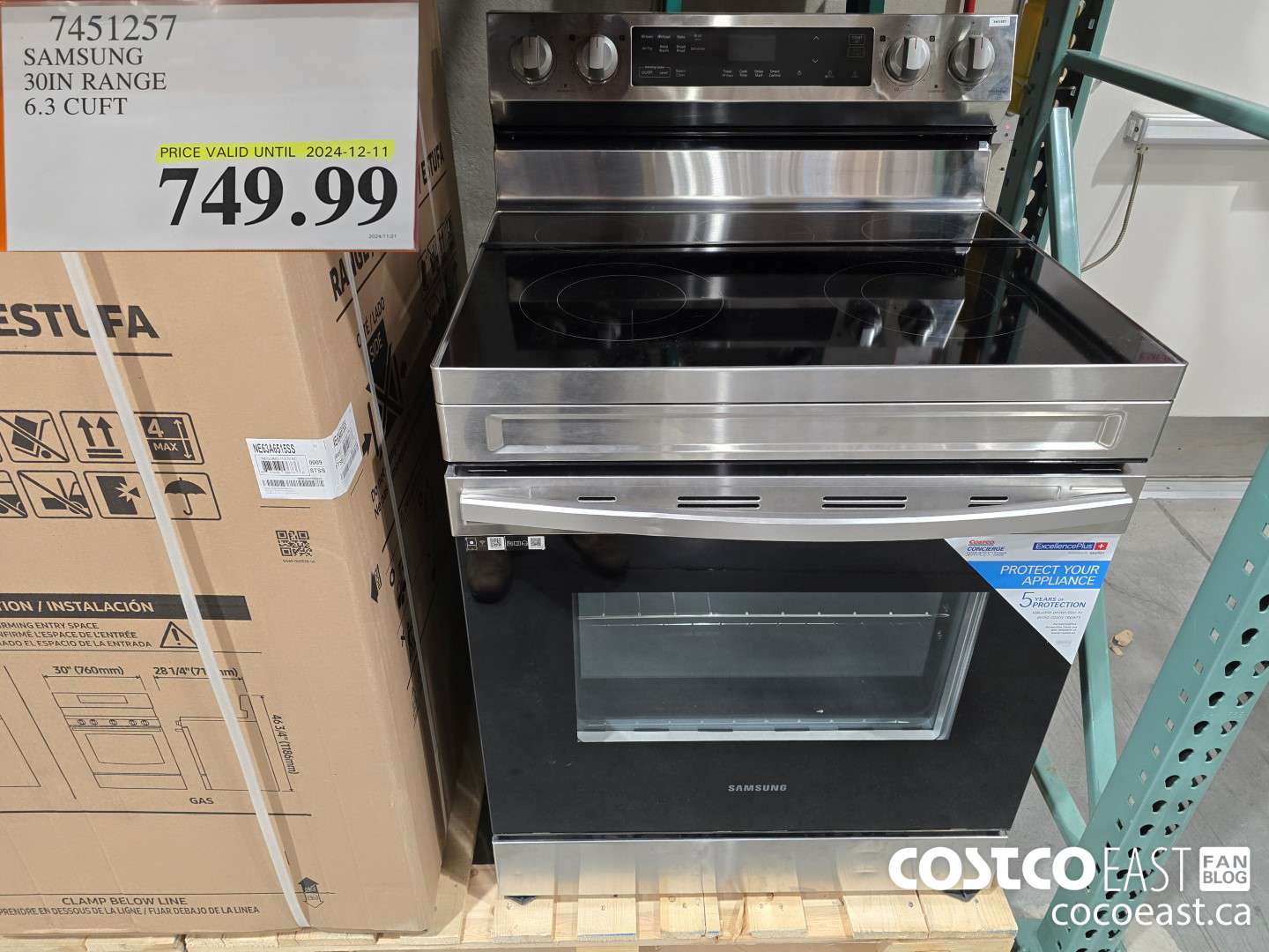 7451257 SAMSUNG 30IN RANGE 6.3 CUFT. $749.99