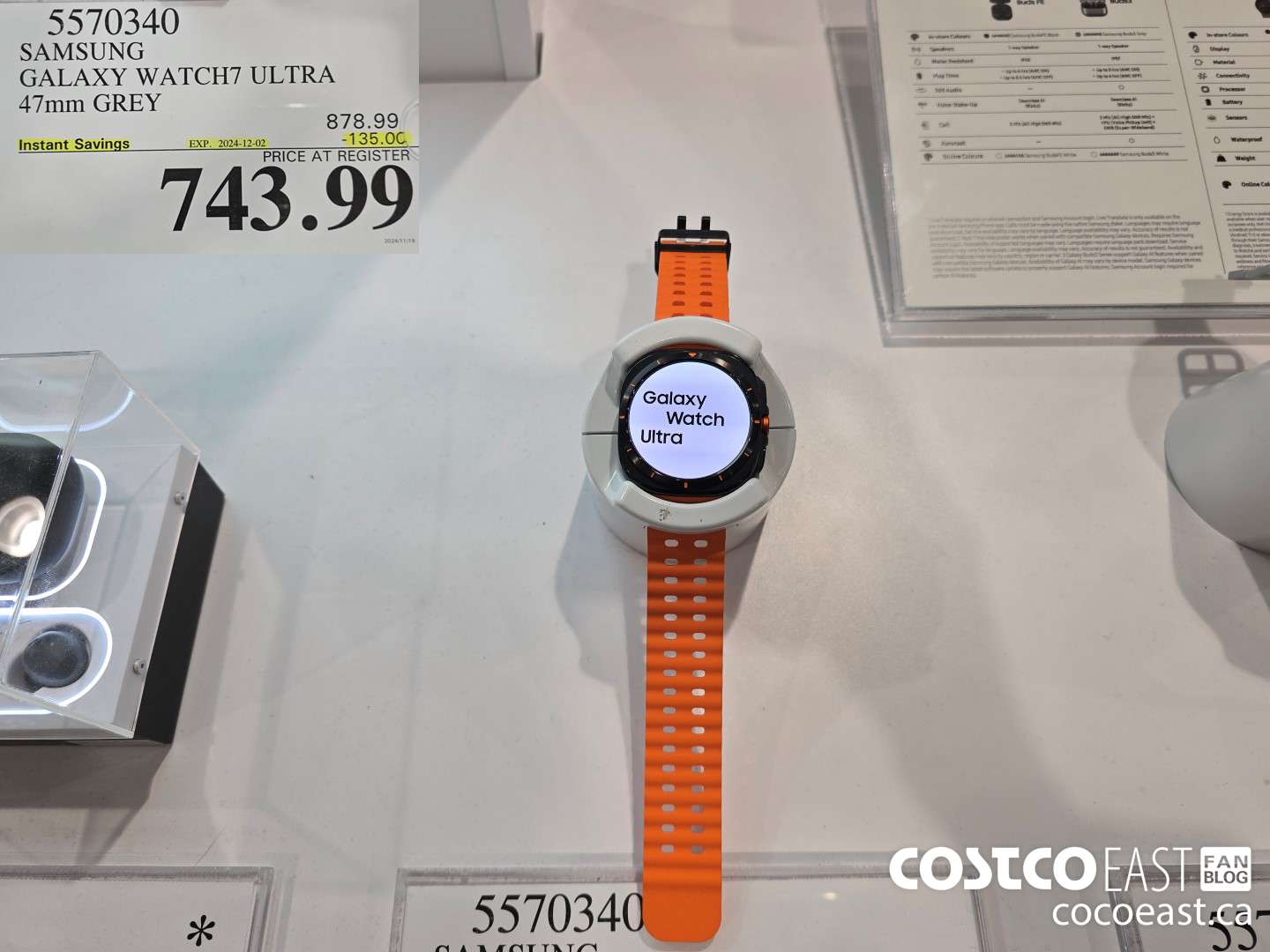 5570340 SAMSUNG GALAXY WATCH7 ULTRA 47mm GREY ($135.00 INSTANT SAVINGS EXPIRES ON 2024-12-02) $743.99