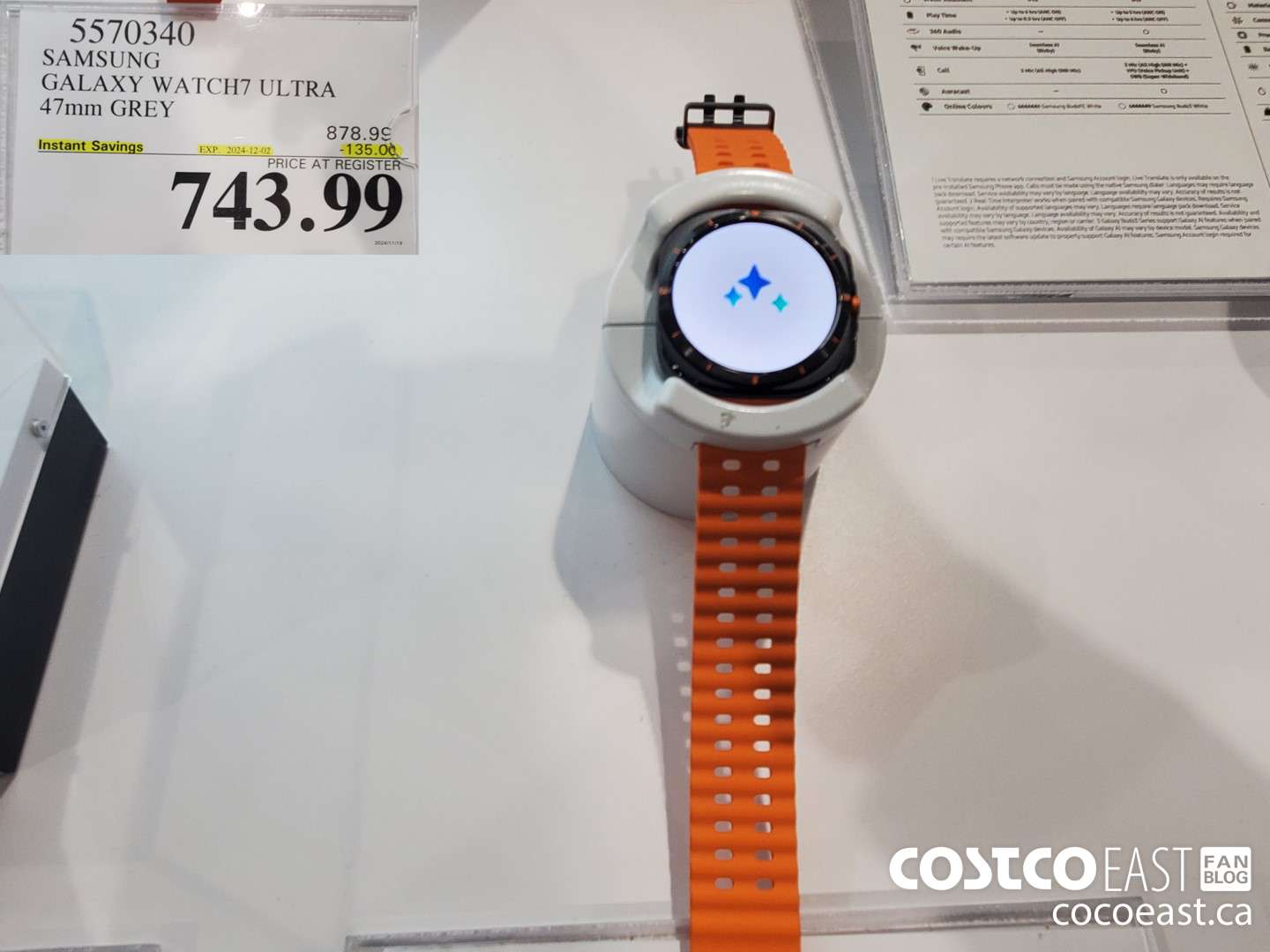 5570340 SAMSUNG GALAXY WATCH7 ULTRA 47mm GREY ($135.00 INSTANT SAVINGS EXPIRES ON 2024-12-02) $743.99