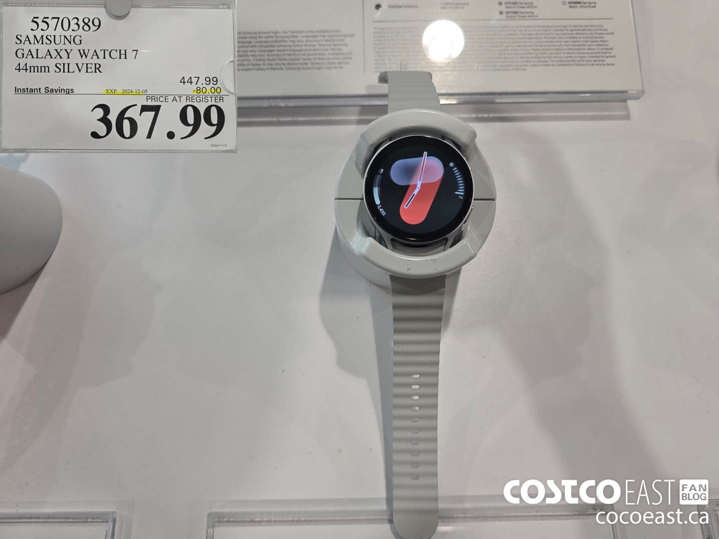 5570389 SAMSUNG GALAXY WATCH 7 44mm Silver ($80.00 INSTANT SAVINGS EXPIRES ON 2024-12-05) $367.99