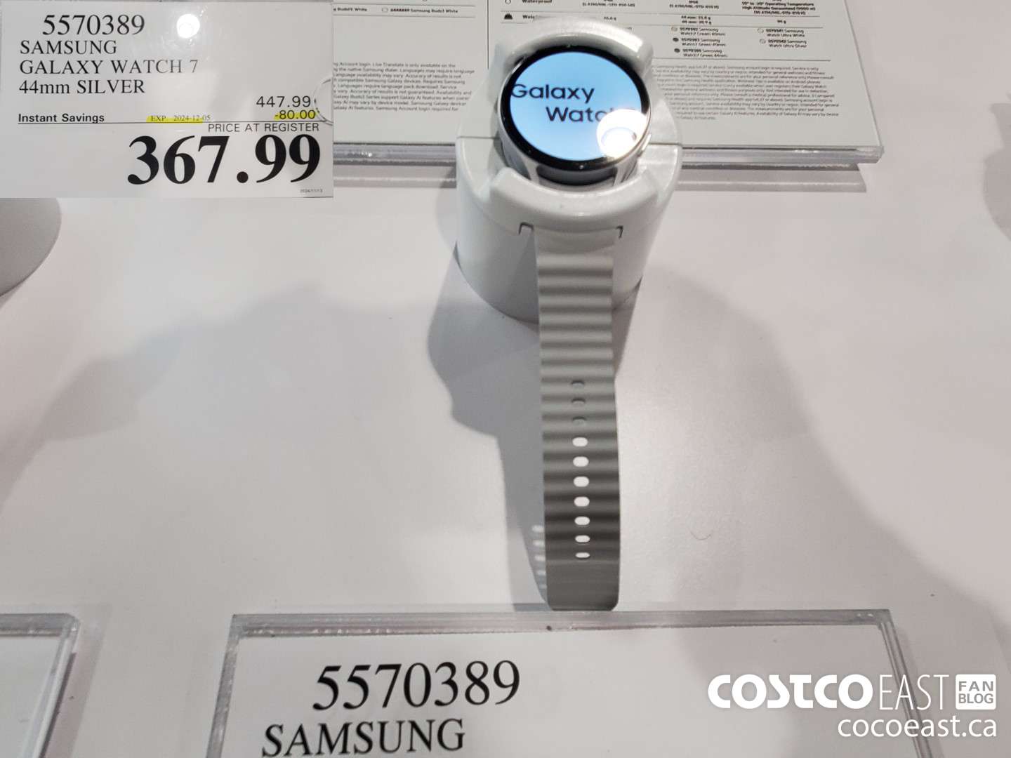5570389 SAMSUNG GALAXY WATCH 7 44mm Silver ($80.00 INSTANT SAVINGS EXPIRES ON 2024-12-05) $367.99