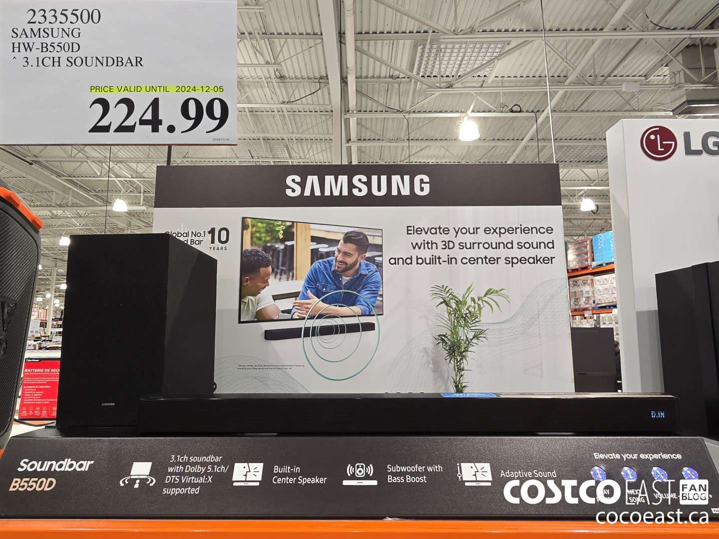 2335500 SAMSUNG HW-B550D SOUNDBAR 3.1 CH $224.99