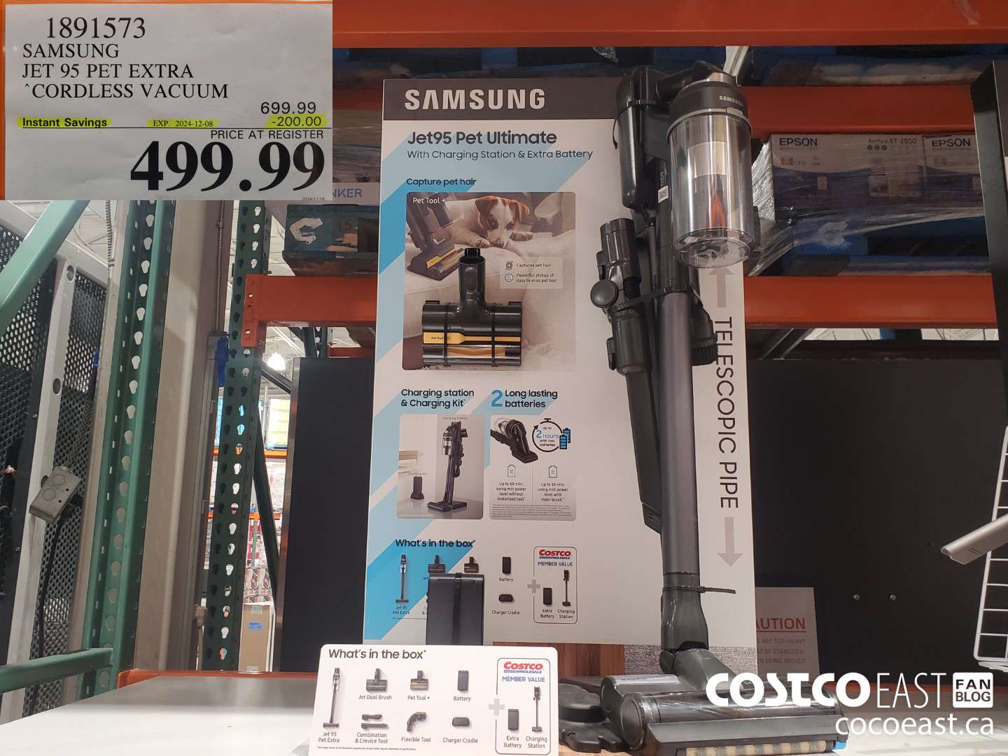 1891573 SAMSUNG JET 95 PET EXTRA STICK VACUUM ($200.00 INSTANT SAVINGS EXPIRES ON 2024-12-08) $499.99