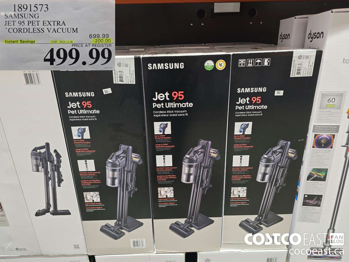 1891573 SAMSUNG JET 95 PET EXTRA STICK VACUUM ($200.00 INSTANT SAVINGS EXPIRES ON 2024-12-08) $499.99