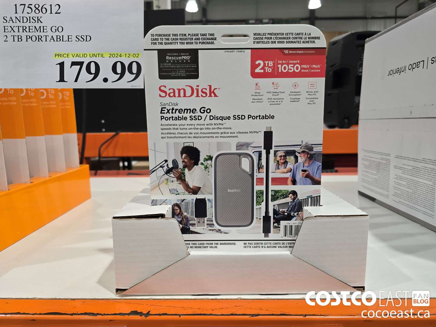 1758612 SANDISK EXTREME GO 2 TB PORTABLE SSD $179.99