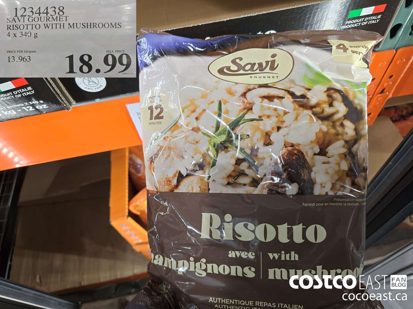 1234438 SAVI GOURMET RISOTTO WITH MUSHROOMS 4 x 340 g $18.99