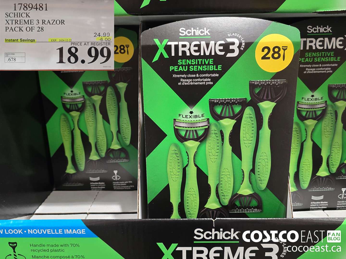 1789481 SCHICK XTREME 3 RAZOR PACK OF 28 ($6.00 INSTANT SAVINGS EXPIRES ON 2024-12-22) $18.99