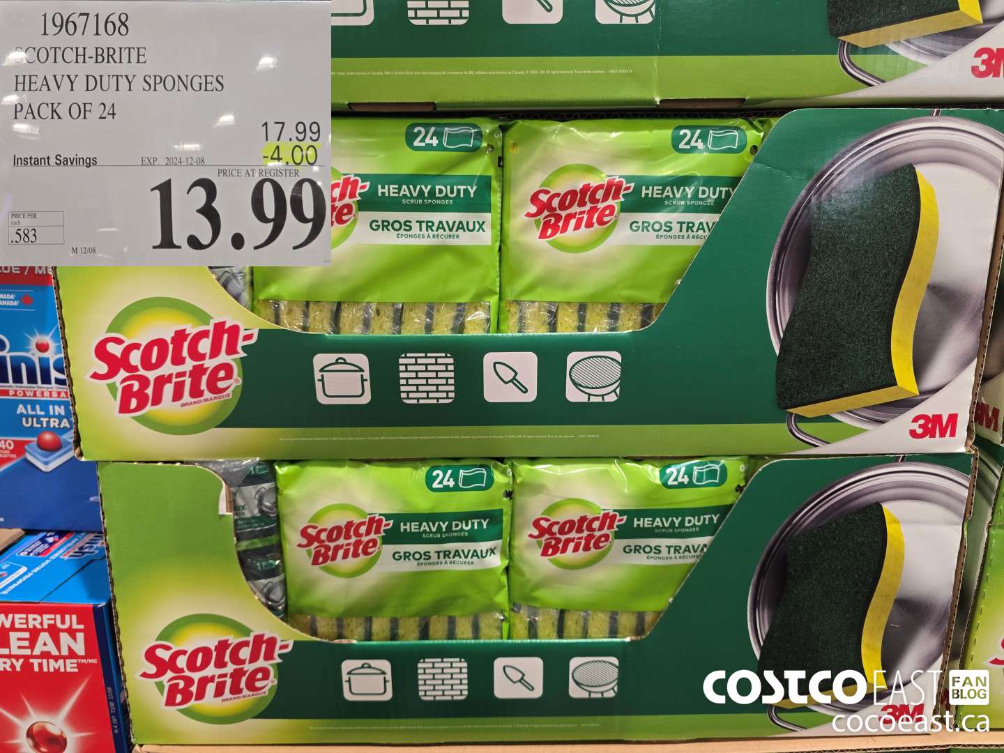 1967168 SCOTCH-BRITE SCRUB SPONGES PACK OF 24 ($4.00 INSTANT SAVINGS EXPIRES ON 2024-12-08) $13.99