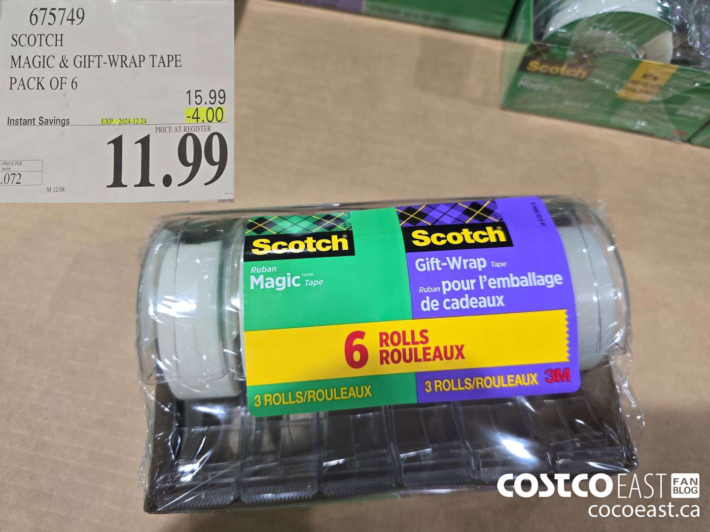 675749 SCOTCH MAGIC & GIFT-WRAP TAPE PACK OF 6 ($4.00 INSTANT SAVINGS EXPIRES ON 2024-12-24) $11.99