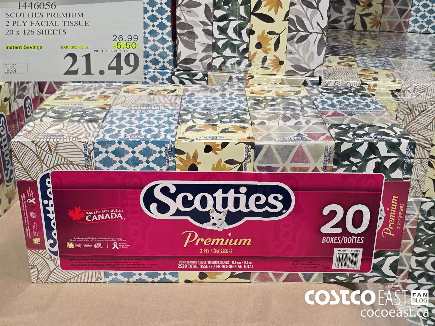 1446056 SCOTTIE PREMIUM 2 PLY FACIAL TISSUES 20 x 126 sheets ($5.50 INSTANT SAVINGS EXPIRES ON 2024-12-08) $21.49