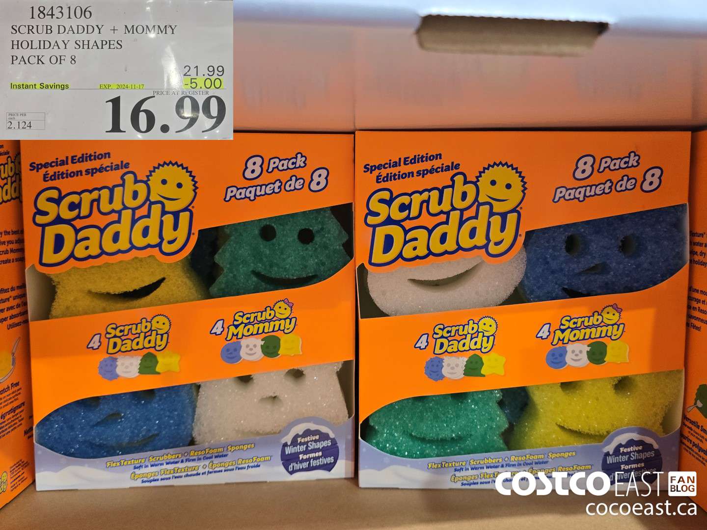 1843106 SCRUB DADDY + MOMMY HOLIDAY SHAPES PACK OF 8 ($5.00 INSTANT SAVINGS EXPIRES ON 2024-11-17) $16.99