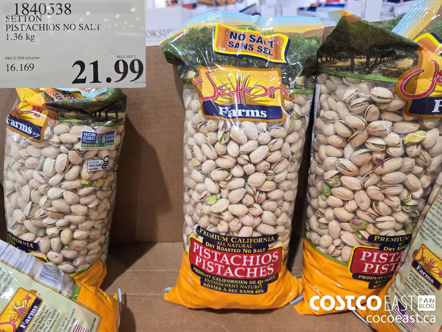 1840538 SETTON PISTACHIOS NO SALT 1.36 kg $21.99