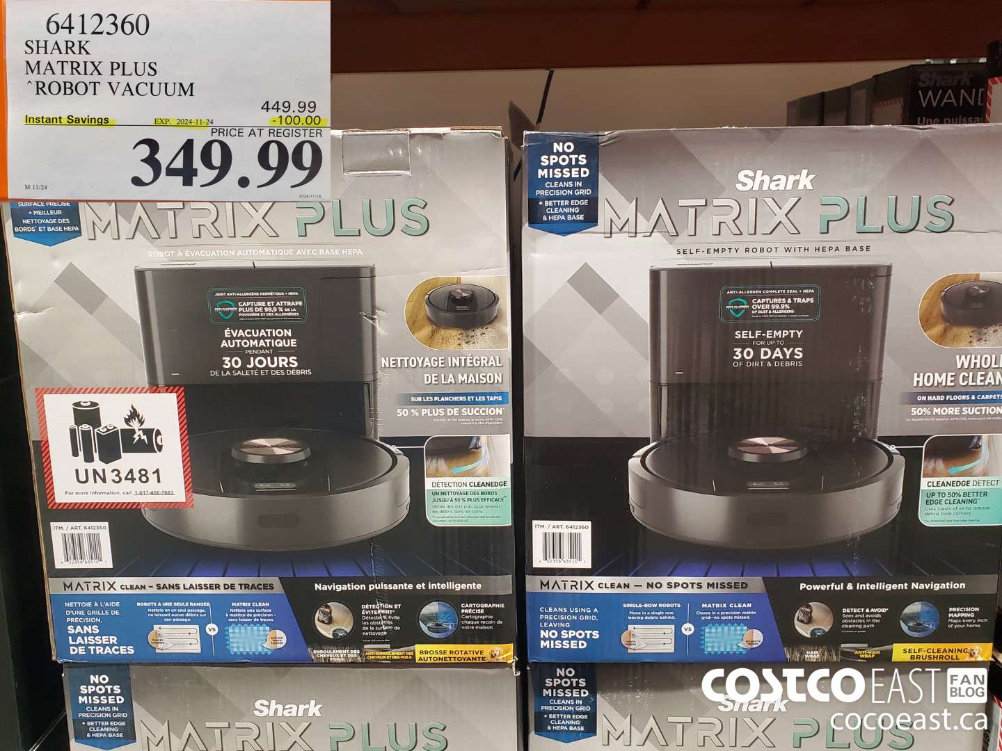 6412360 SHARK MATRIX PRO ROBOT VACUUM WITH AUTO-EMPTY BASE ($100.00 INSTANT SAVINGS EXPIRES ON 2024-11-24) $349.99