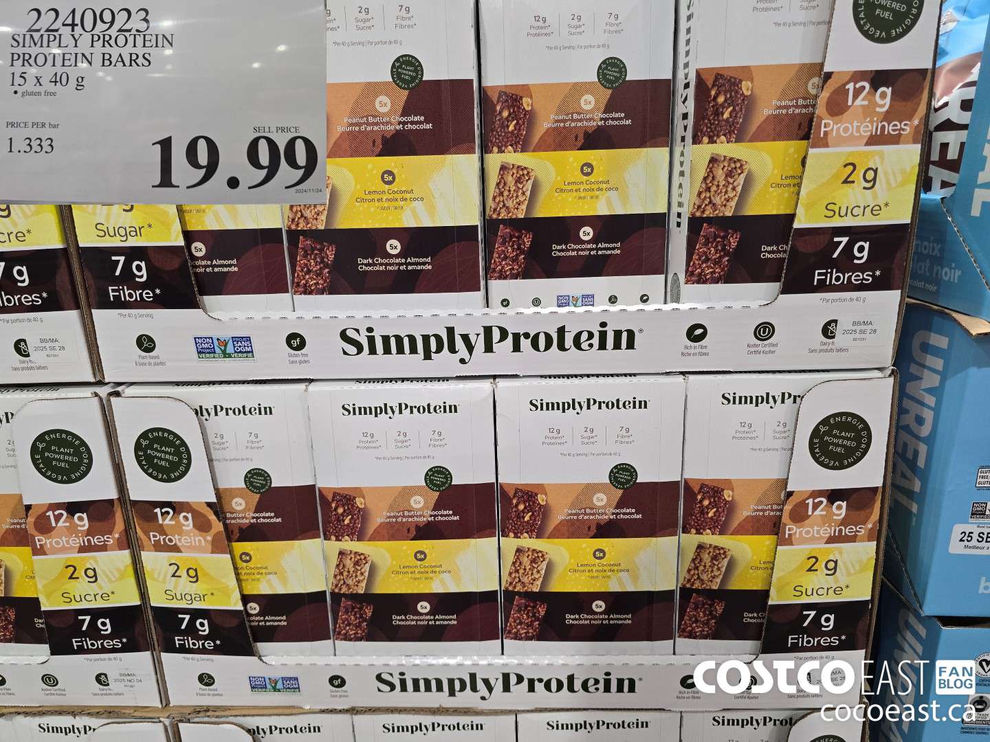 2240923 SIMPLY PROTEIN PROTEIN BARS 15 x 40 g $19.99
