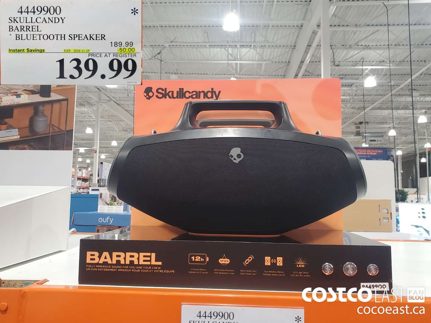 4449900 SKULLCANDY BARREL ~ BLUETOOTH SPEAKER ($50.00 INSTANT SAVINGS EXPIRES ON 2024-11-25) $139.99