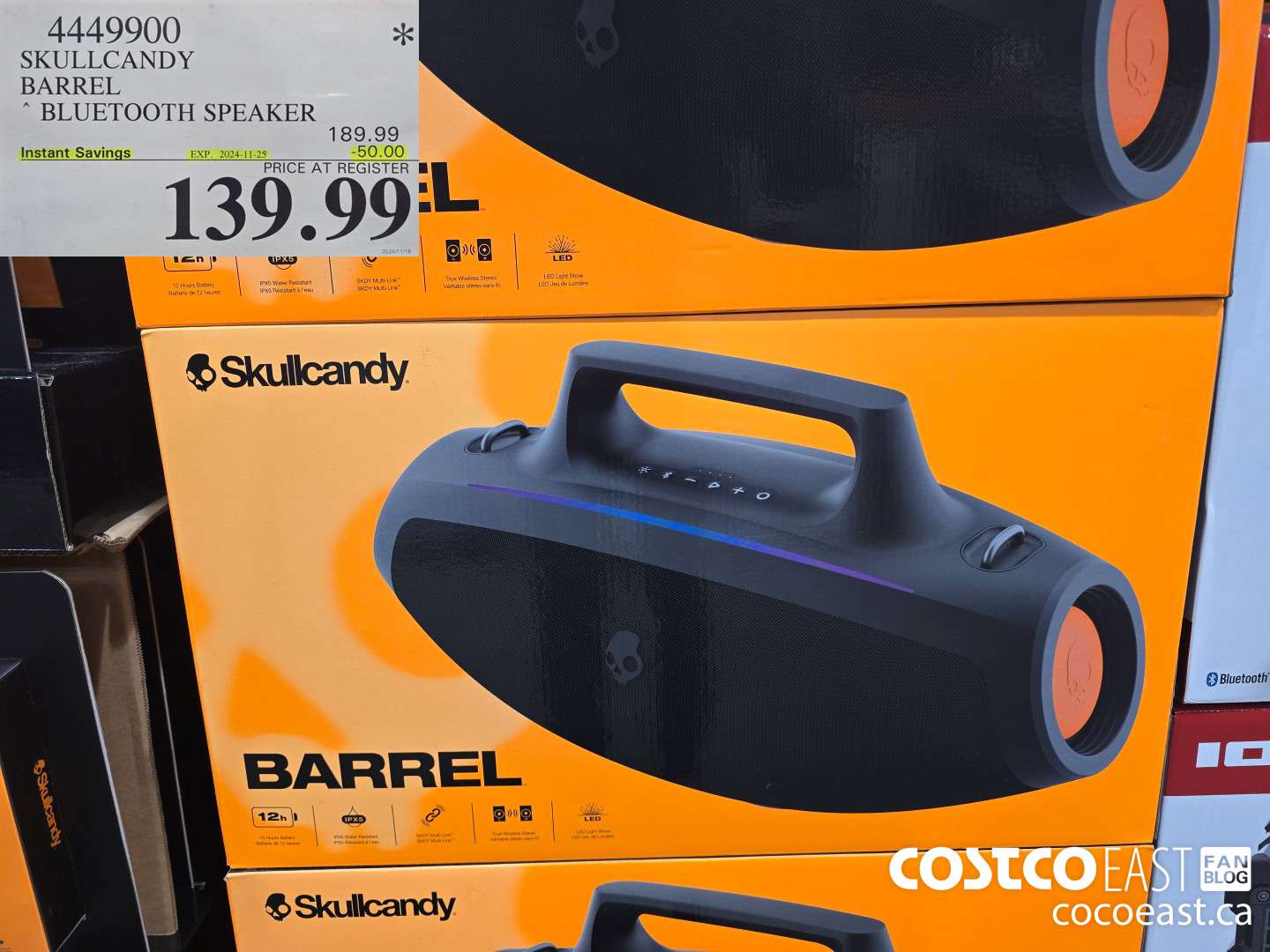 4449900 SKULLCANDY BARREL ~ BLUETOOTH SPEAKER ($50.00 INSTANT SAVINGS EXPIRES ON 2024-11-25) $139.99