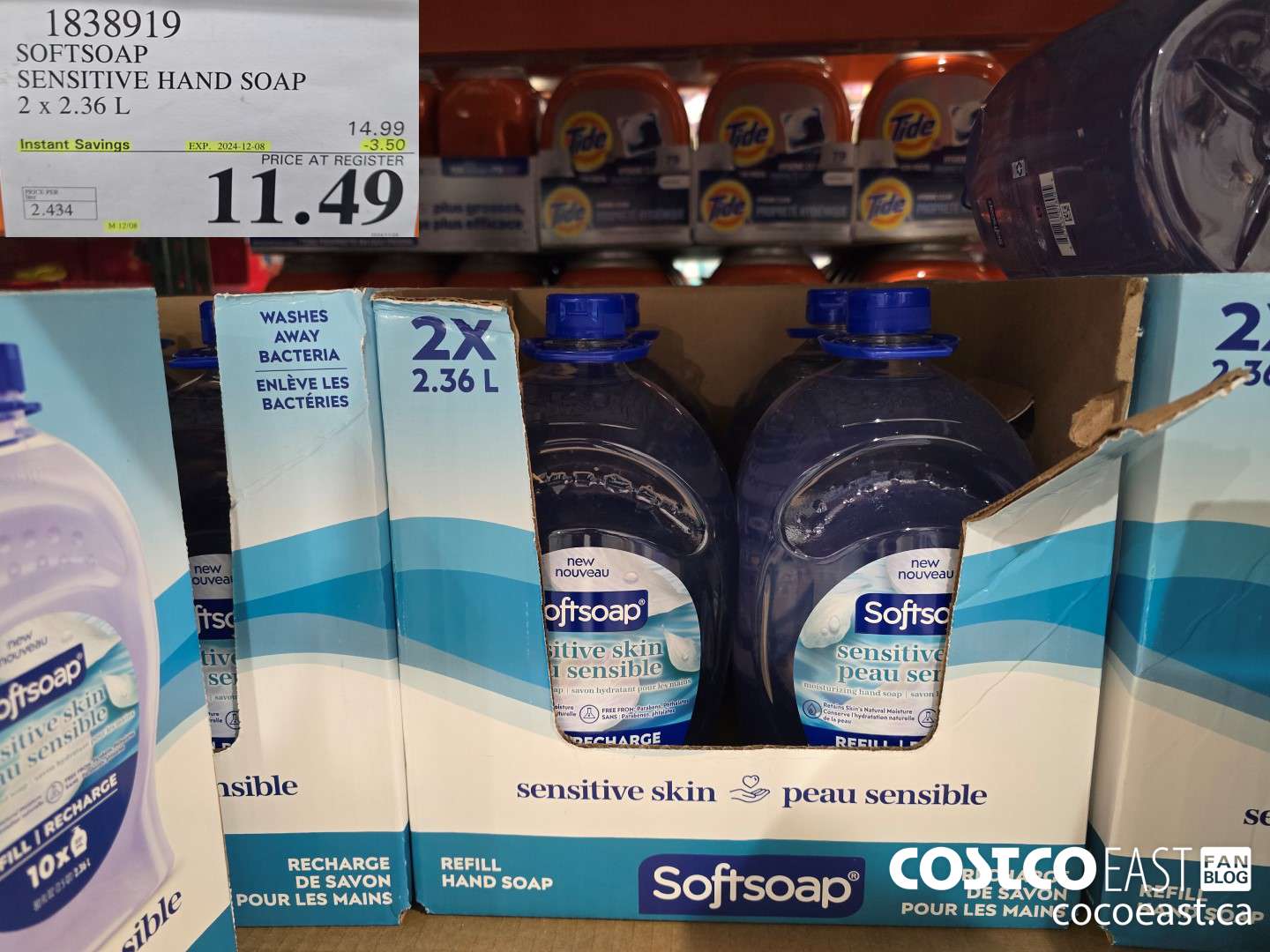 1838919 SOFTSOAP SENSITIVE HAND SOAP 2 x 2.36 L ($3.50 INSTANT SAVINGS EXPIRES ON 2024-12-08) $11.49