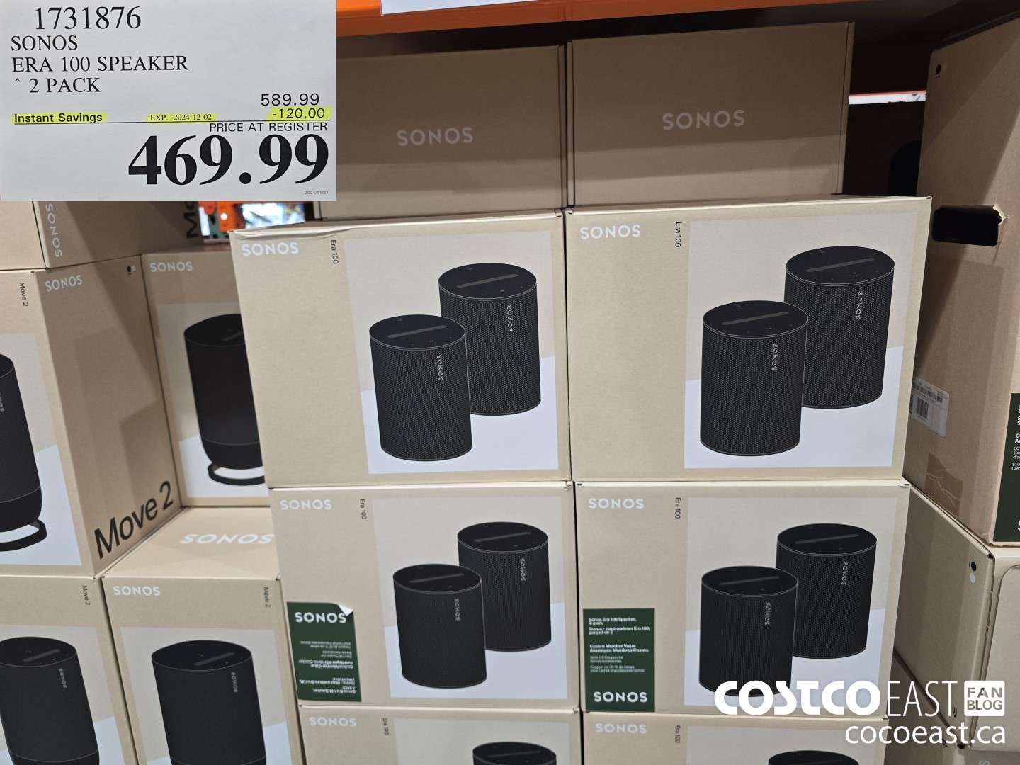 1731876 SONOS ERA 100 SPEAKER 2 PACK ($120.00 INSTANT SAVINGS EXPIRES ON 2024-12-02) $469.99